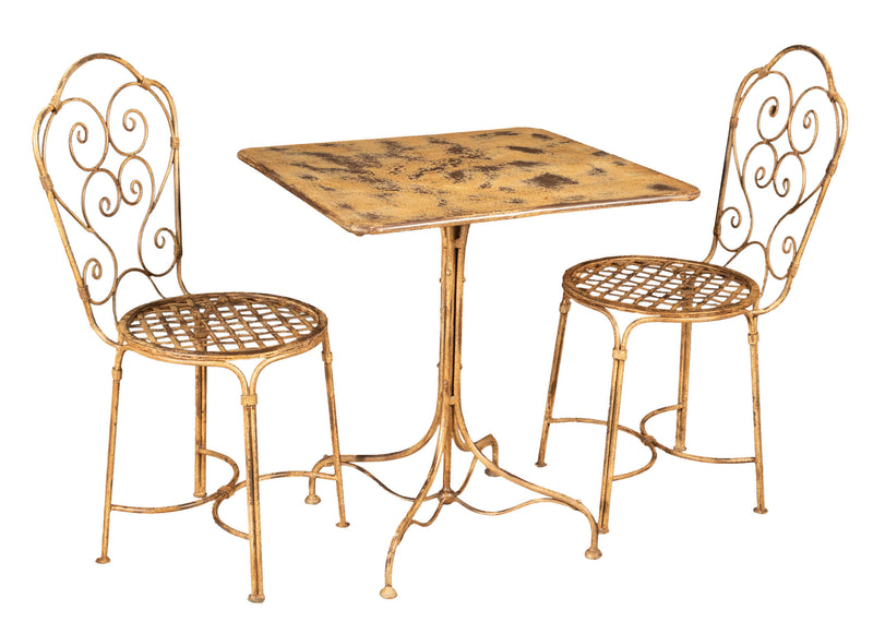 Biscottini TAVOLO IN FERRO BATTUTO FINITURA CREMA ANTICATA quadrato dimensioni lunghezza