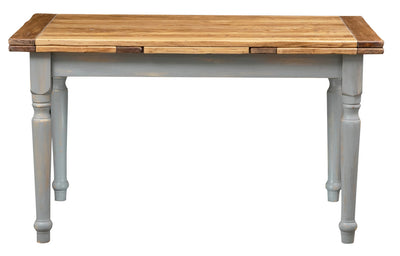 Biscottini Tavolo allungabile Country legno massello di tiglio struttura grigio anticato piano finitura naturale. Made Italy