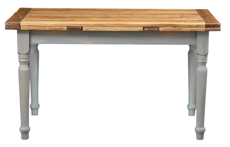 Biscottini Tavolo allungabile Country legno massello di tiglio struttura grigio anticato piano finitura naturale. Made Italy