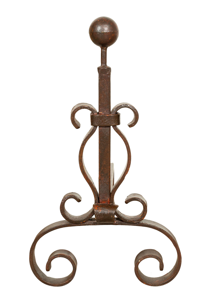 Biscottini COPPIA ALARI IN FERRO FORGIATO A MANO dimensioni larghezza profondità Offerta