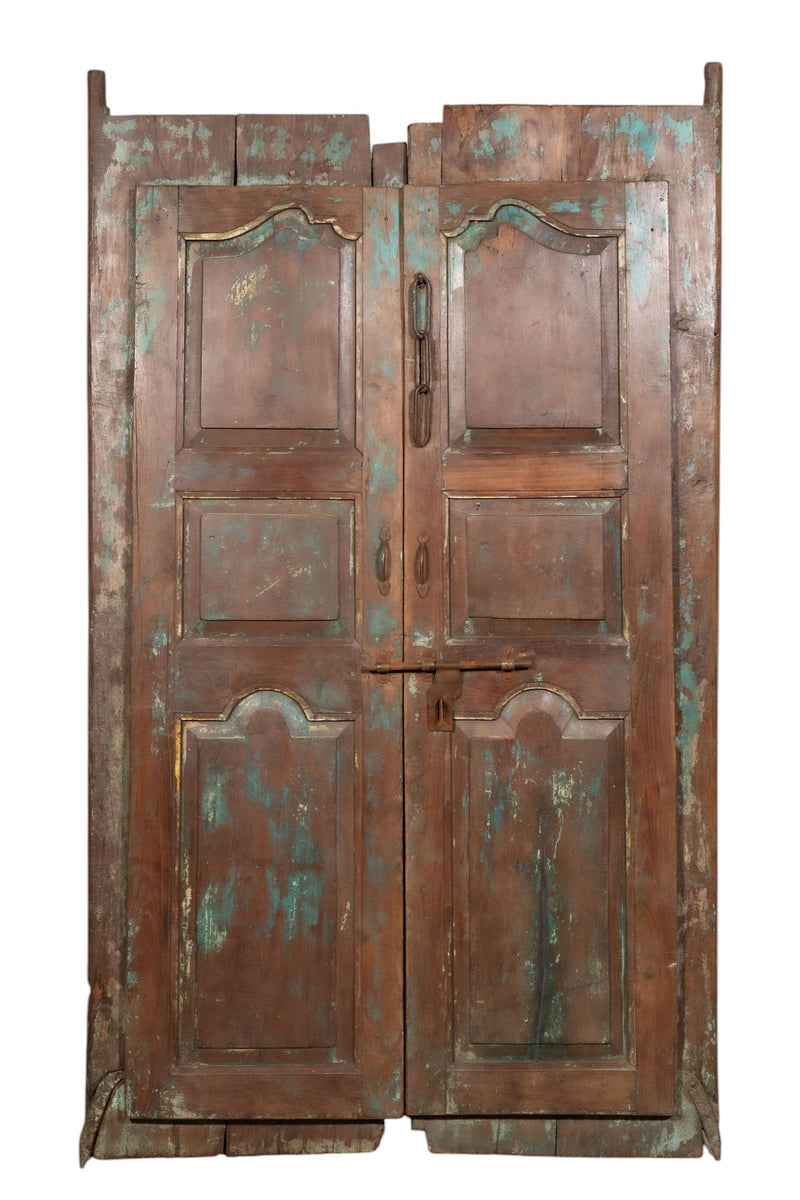 Biscottini Porta portone in legno massello e ferro da interno o da esterno vecchia e antica medievale scorrevole