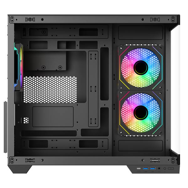 ITEK CASE DARK CAVE DS, GAMING TOWER, ATX, 3X12CM ARGB FAN, 2XUSB3, TYPE-C, SIDE FRONT PANEL TEMP