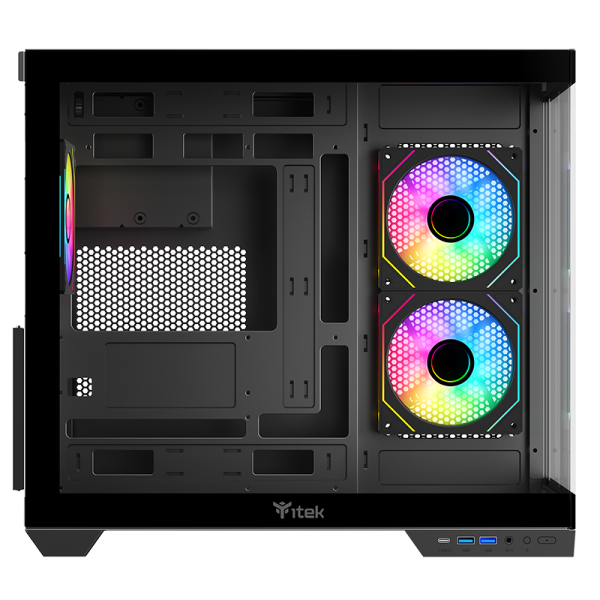 ITEK CASE DARK CAVE DS, GAMING TOWER, ATX, 3X12CM ARGB FAN, 2XUSB3, TYPE-C, SIDE FRONT PANEL TEMP
