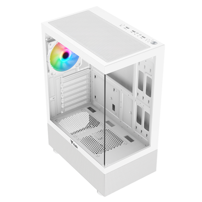 Case SHOWBUI 33W - Gaming Tower ATX- 12cm ARGB fan- USB3- Side & Front Panel Temp Glass- White Edition