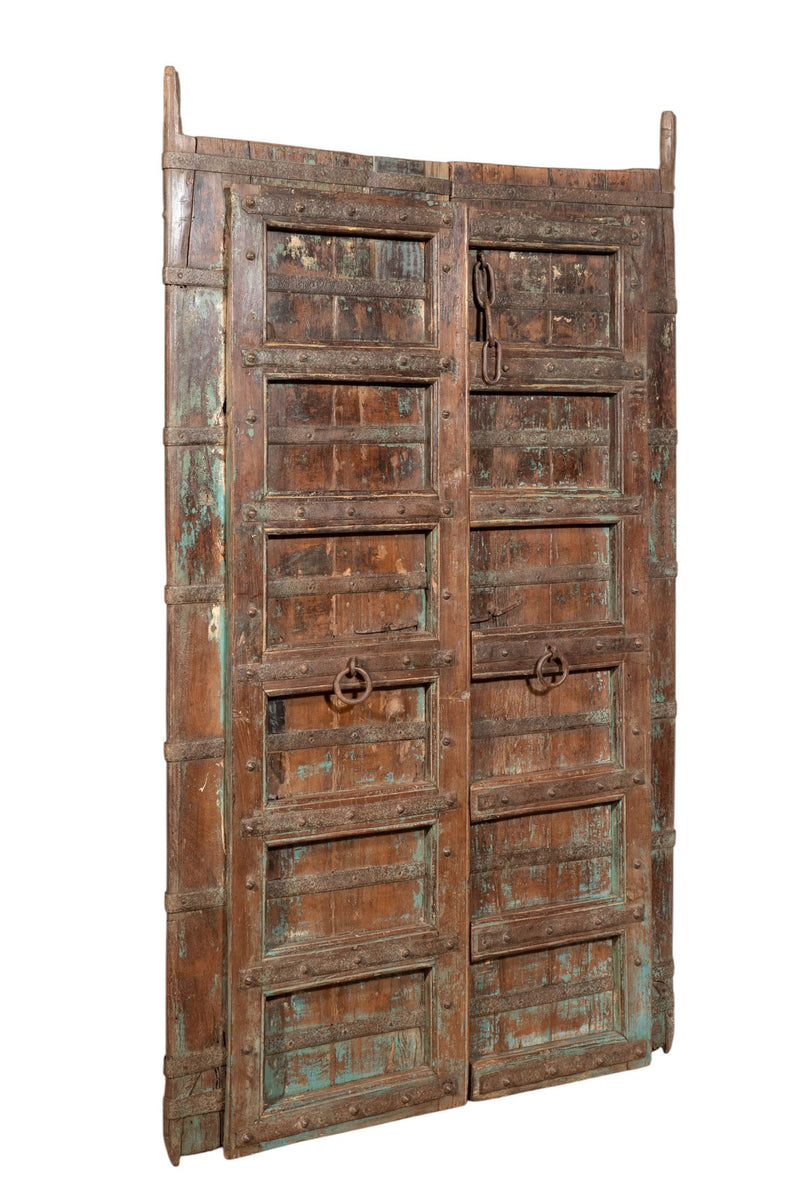 Biscottini Porta portone in legno massello e ferro da interno o da esterno vecchia e antica medievale scorrevole