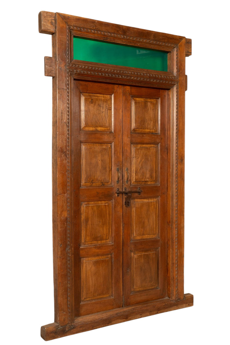 Biscottini Porta portone in legno massello e ferro da interno o da esterno vecchia e antica medievale scorrevole con telaio