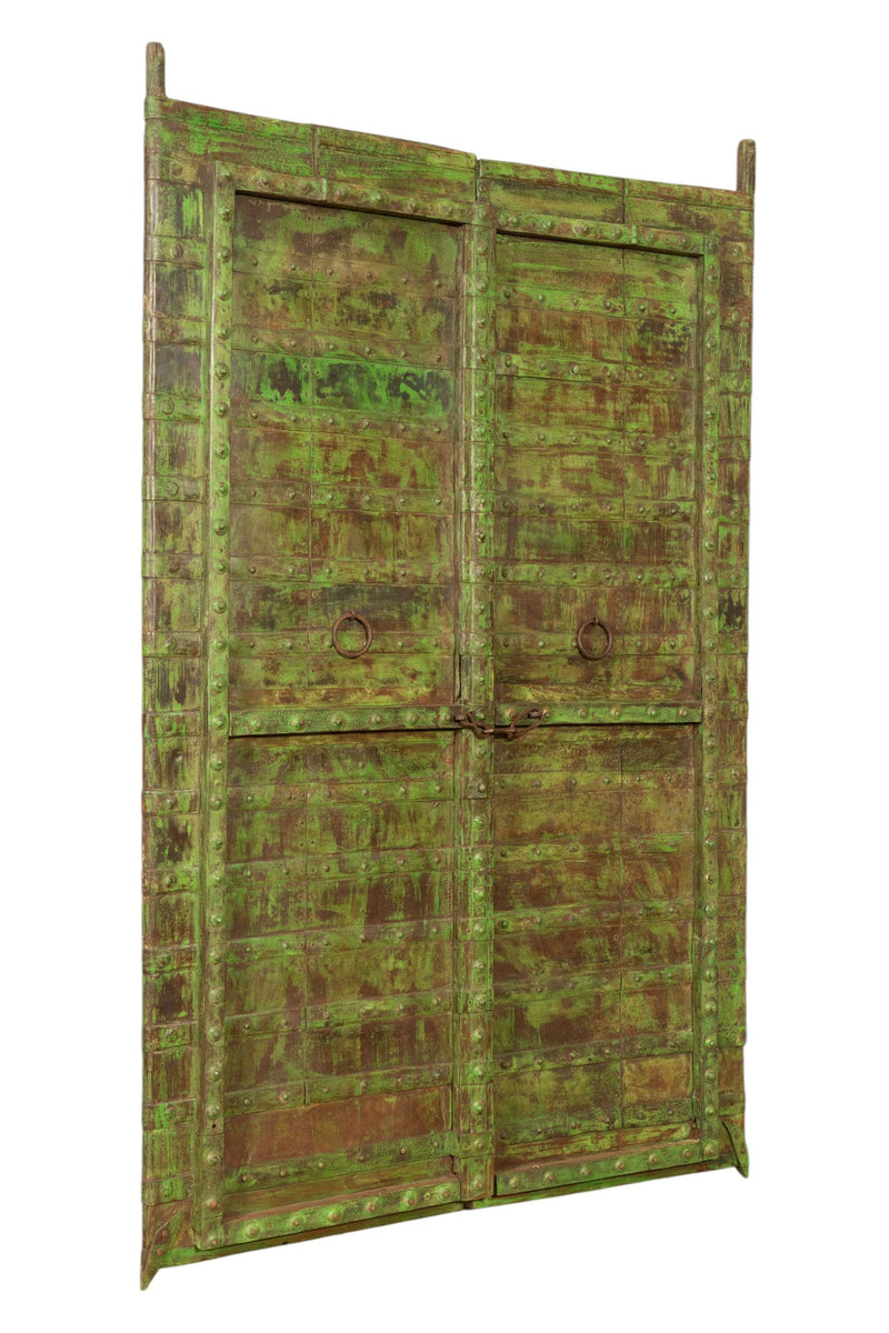 Biscottini Porta portone in legno massello e ferro da interno o da esterno vecchia e antica medievale scorrevole