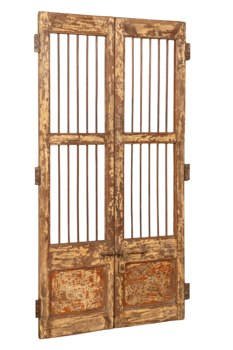 Biscottini Porta portone in legno massello e ferro da interno o da esterno vecchia e antica medievale scorrevole