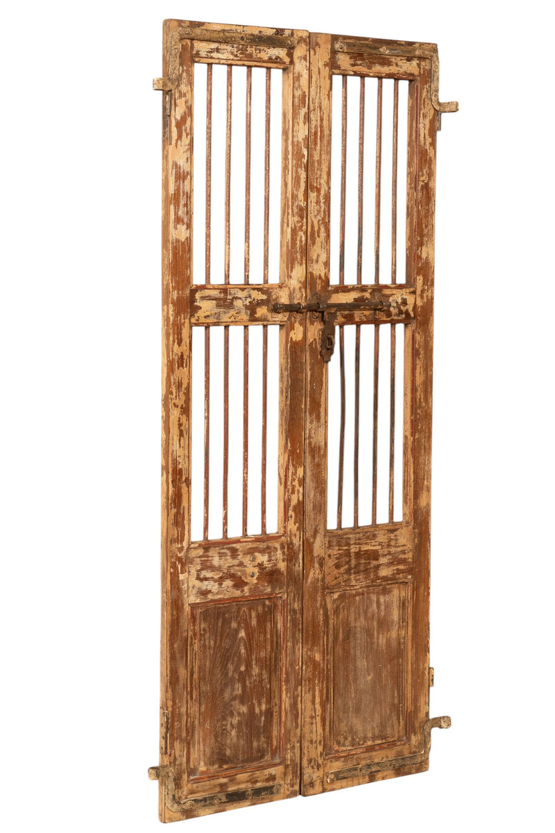 Biscottini Porta portone in legno massello e ferro da interno o da esterno vecchia e antica medievale scorrevole