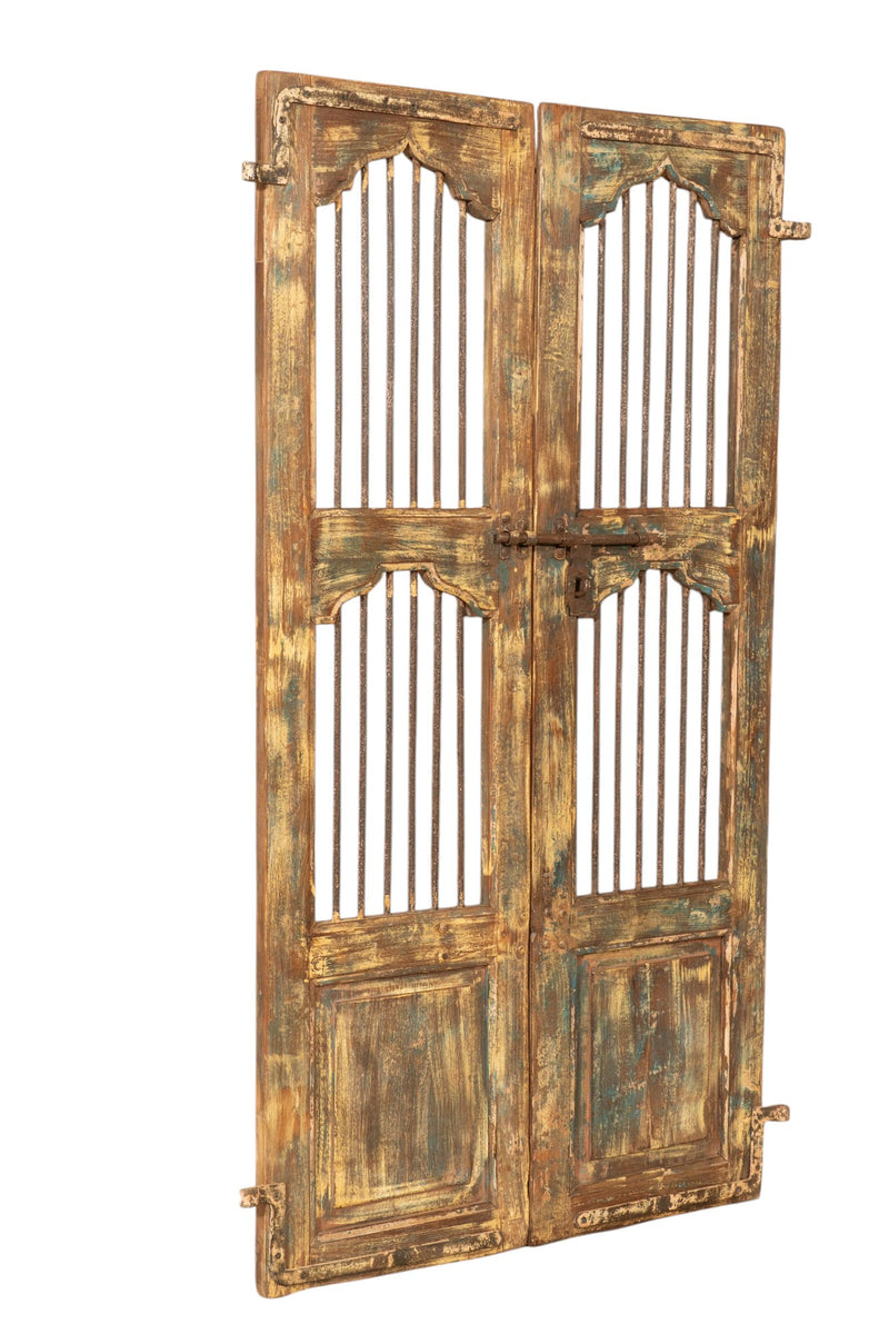 Biscottini Porta portone in legno massello e ferro da interno o da esterno vecchia e antica medievale scorrevole