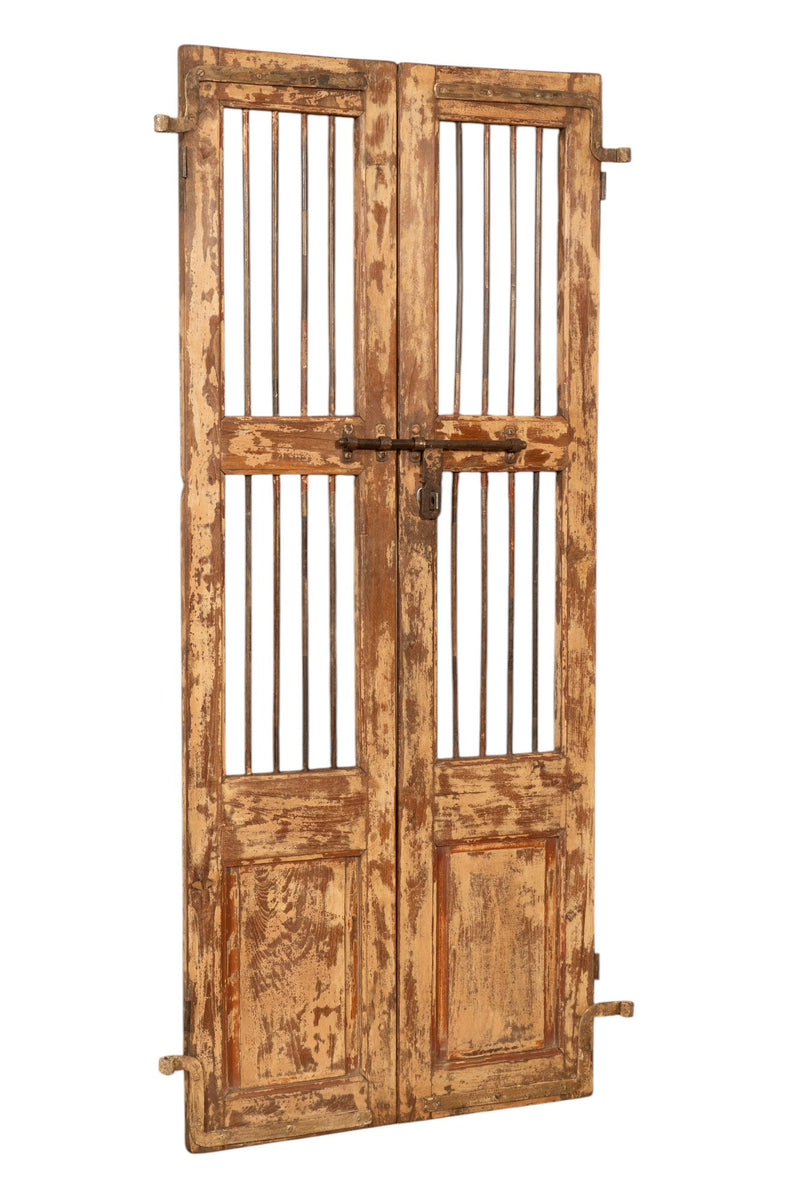 Biscottini Porta portone in legno massello e ferro da interno o da esterno vecchia e antica medievale scorrevole