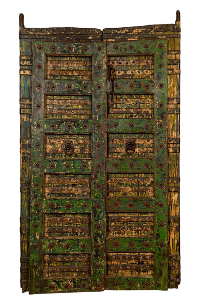 Biscottini Porta portone in legno massello e ferro da interno o da esterno vecchia e antica medievale scorrevole