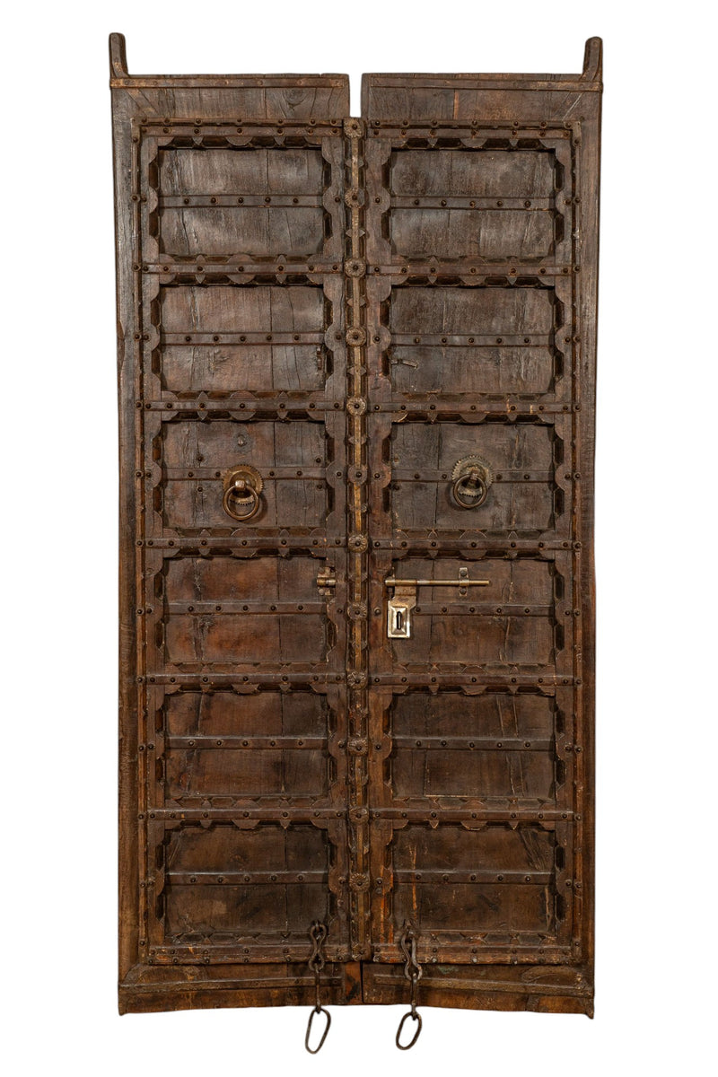 Biscottini Porta portone in legno massello e ferro da interno o da esterno vecchia e antica medievale scorrevole