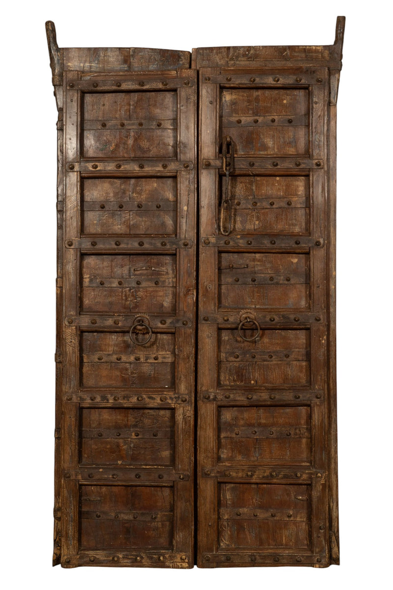 Biscottini Porta portone in legno massello e ferro da interno o da esterno vecchia e antica medievale scorrevole