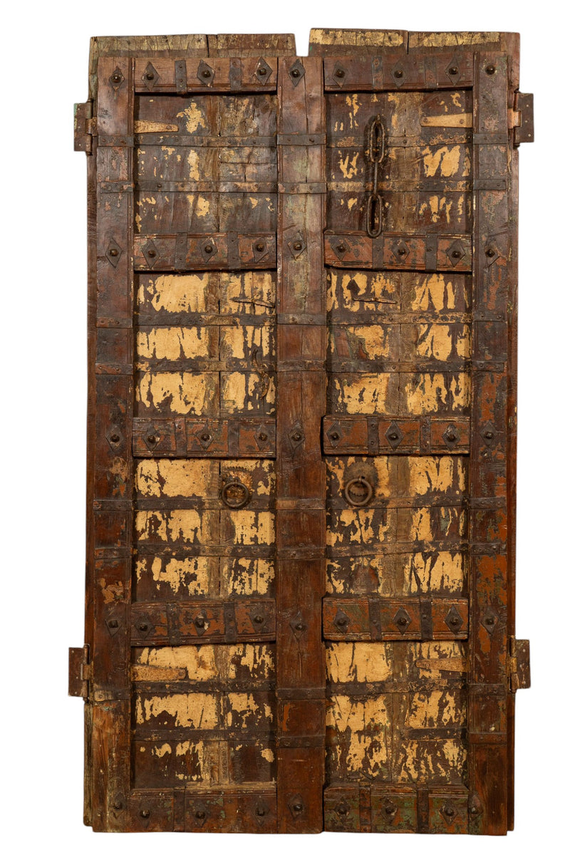 Biscottini Porta portone in legno massello e ferro da interno o da esterno vecchia e antica medievale scorrevole