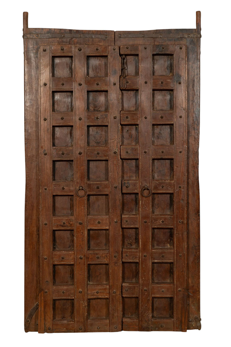 Biscottini Porta portone in legno massello e ferro da interno o da esterno vecchia e antica medievale scorrevole