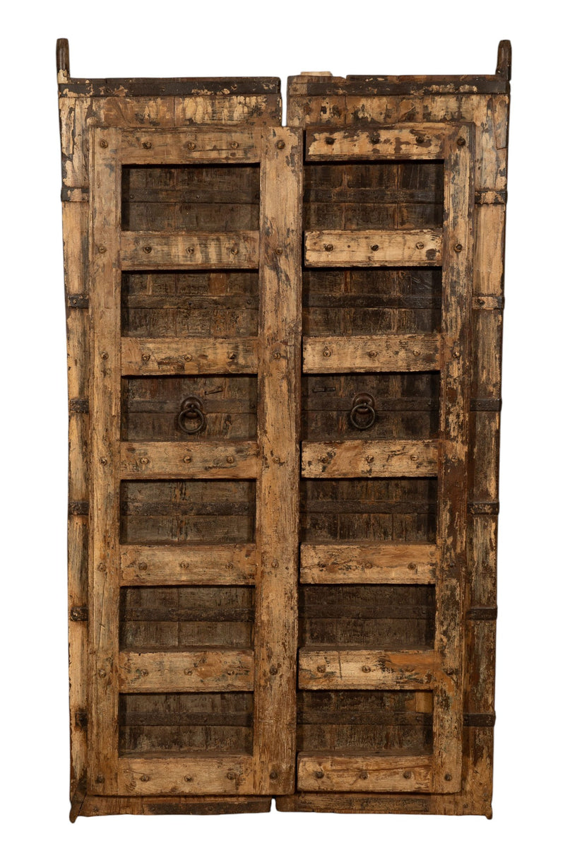 Biscottini Porta portone in legno massello e ferro da interno o da esterno vecchia e antica medievale scorrevole