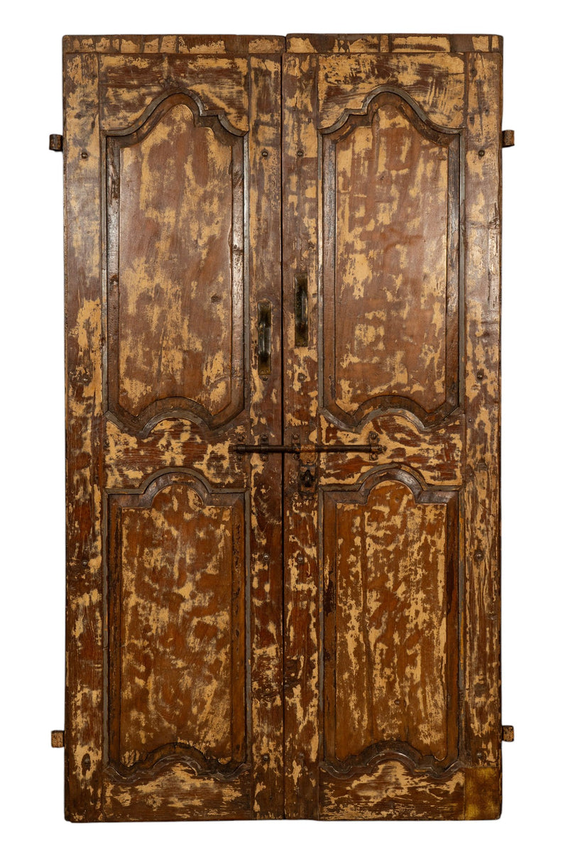 Biscottini Porta portone in legno massello e ferro da interno o da esterno vecchia e antica medievale scorrevole