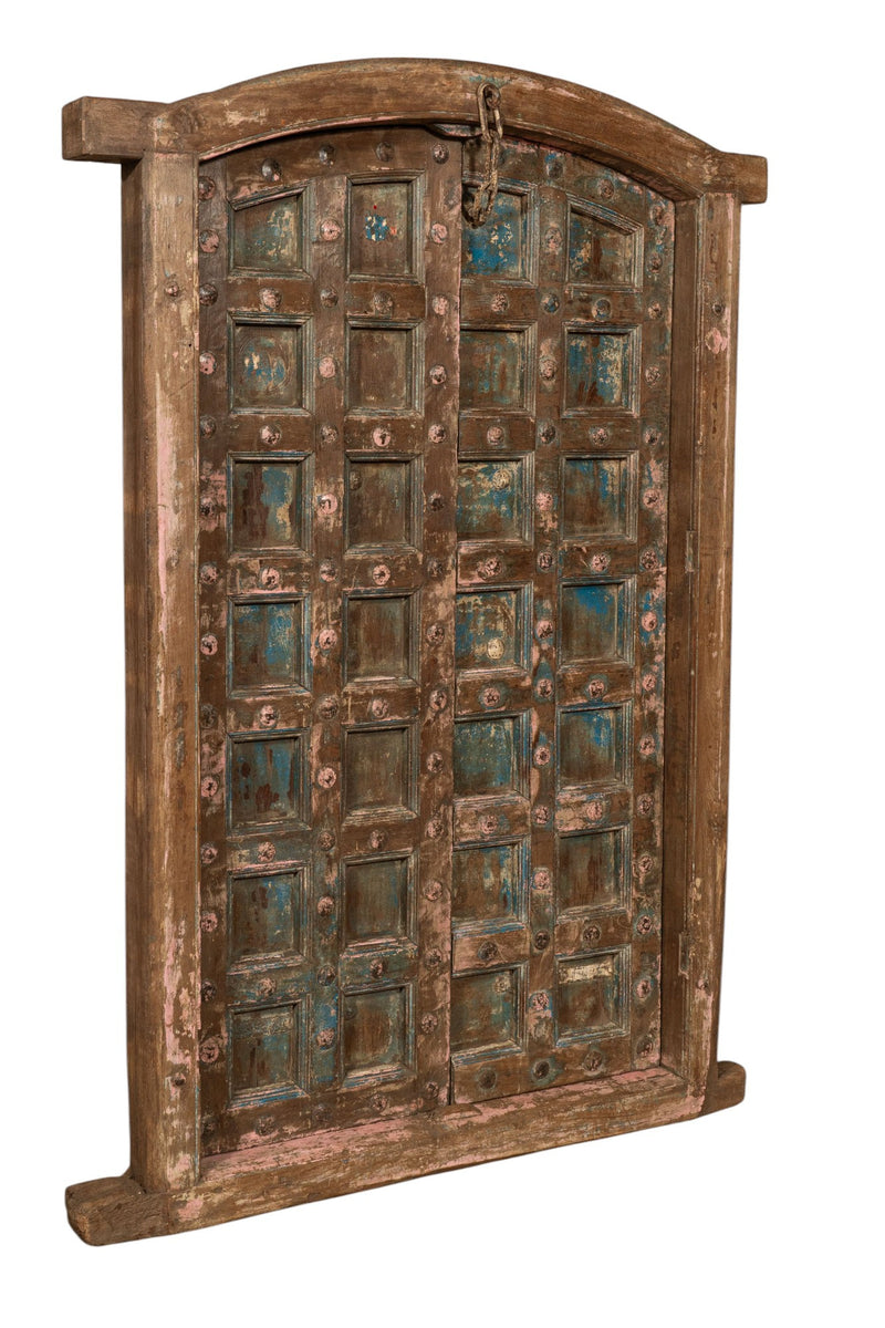 Biscottini Porta portone in legno massello e ferro da interno o da esterno vecchia e antica medievale scorrevole