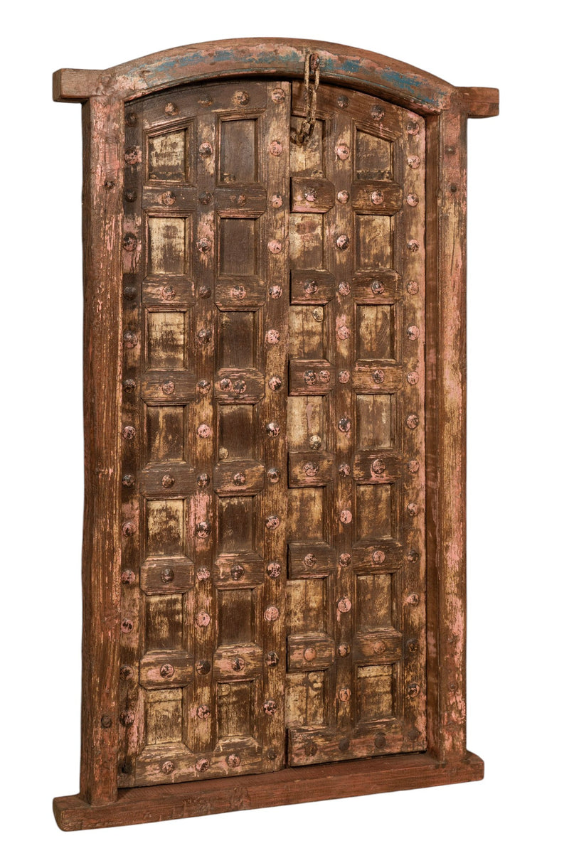 Biscottini Porta portone in legno massello e ferro da interno o da esterno vecchia e antica medievale scorrevole