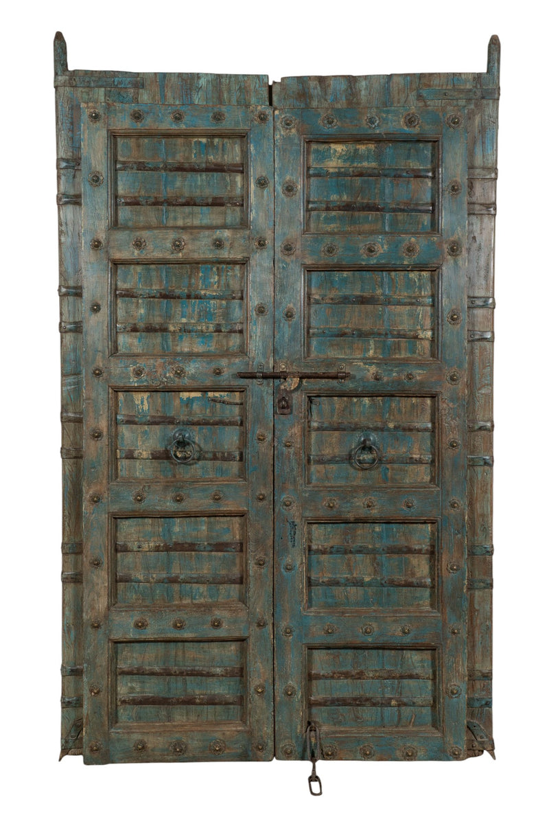 Biscottini Porta portone in legno massello e ferro da interno o da esterno vecchia e antica medievale scorrevole