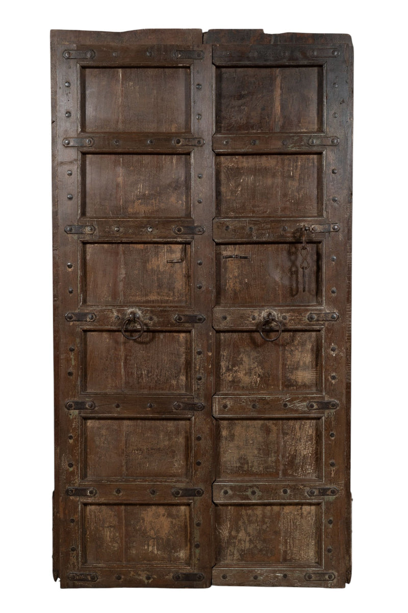 Biscottini Porta portone in legno massello e ferro da interno o da esterno vecchia e antica medievale scorrevole