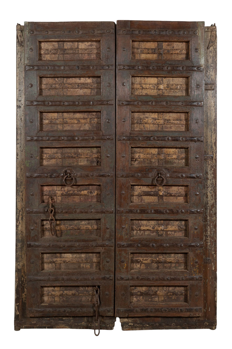 Biscottini Porta portone in legno massello e ferro da interno o da esterno vecchia e antica medievale scorrevole