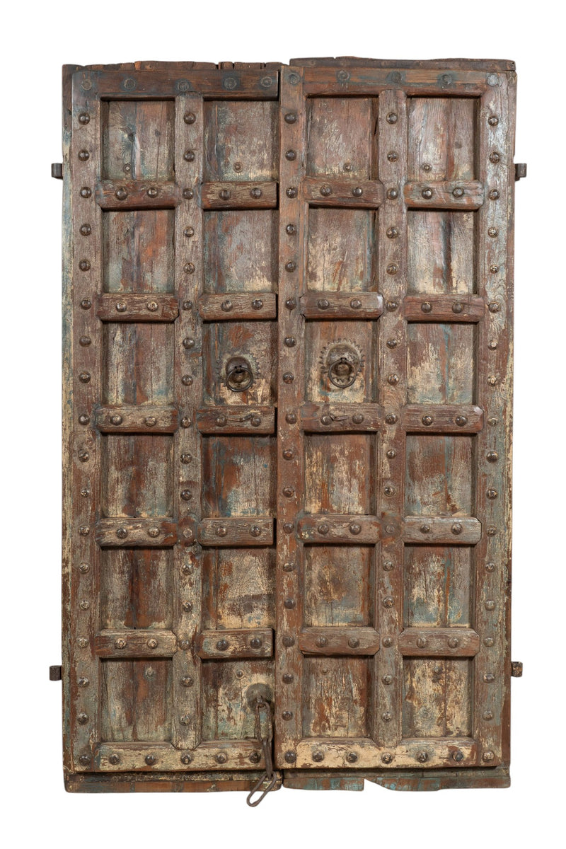 Biscottini Porta portone in legno massello e ferro da interno o da esterno vecchia e antica medievale scorrevole