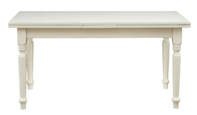 Biscottini Tavolo allungabile Country in legno massello di tiglio finitura bianca anticata L160xPR90xH80 cm. Made in Italy