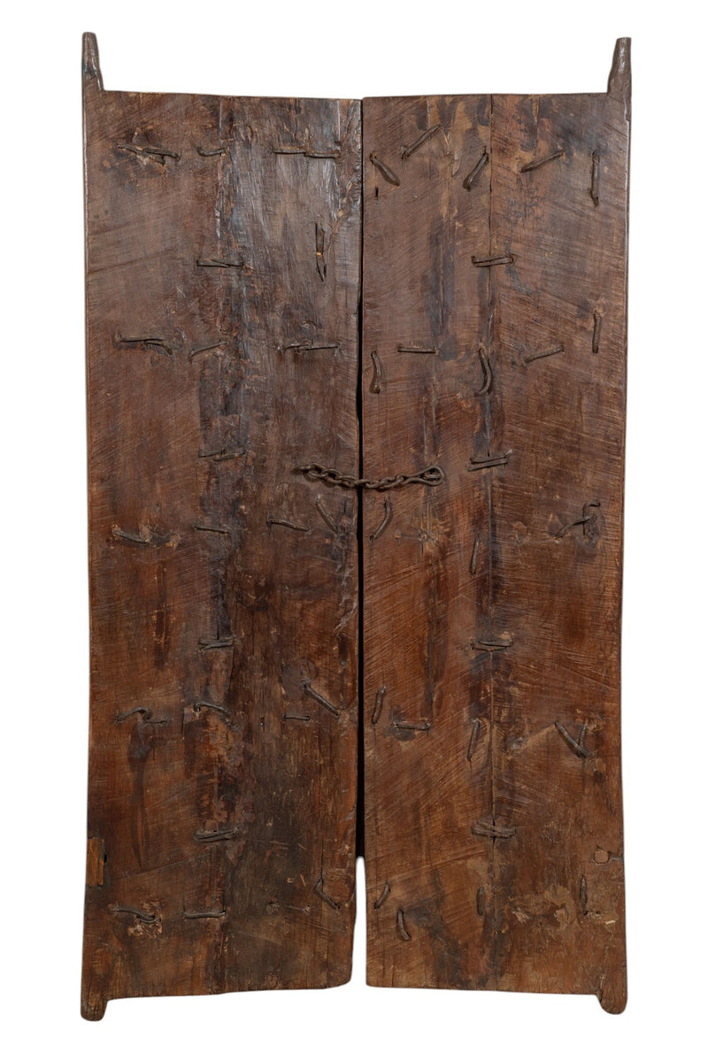 Biscottini Porta portone in legno massello e ferro da interno o da esterno vecchia e antica medievale scorrevole