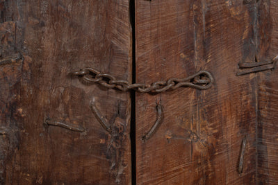 Biscottini Porta portone in legno massello e ferro da interno o da esterno vecchia e antica medievale scorrevole