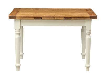 Biscottini Tavolo Country allungabile in legno massello di tiglio struttura bianca anticata piano naturale. Made in Italy