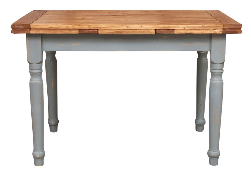 Biscottini Tavolo Country allungabile in legno massello di tiglio struttura grigio anticato piano naturale L120xPR80xH80 cm. Made in Italy
