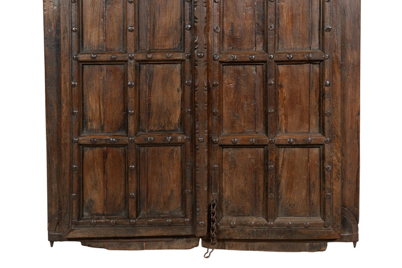 Biscottini Porta portone in legno massello e ferro da interno o da esterno vecchia e antica medievale scorrevole