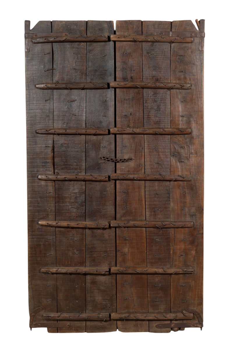 Biscottini Porta portone in legno massello e ferro da interno o da esterno vecchia e antica medievale scorrevole