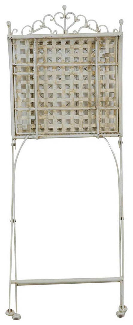 Biscottini Sedia in ferro battuto pieghevole da esterno da giardino da pranzo finitura bianca anticata L41xPR49xH96 cm