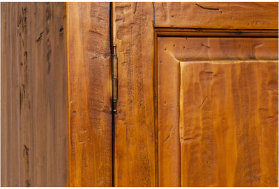 Biscottini Armadio Country in legno massello di tiglio finitura noce L120xPR59xH197 cm. Made in Italy