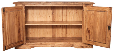 Biscottini Credenza Country in legno massello di tiglio finitura naturale L180xPR58xH105 cm. Made in Italy