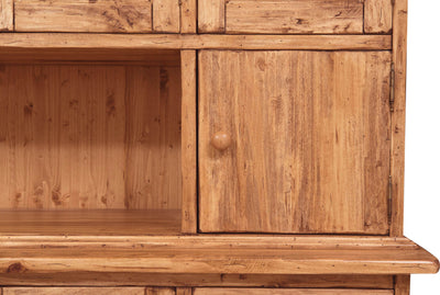 Biscottini Vetrina Country in legno massello di tiglio finitura naturale L156xPR50xH200 cm. Made in Italy