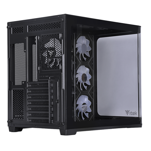 Case Itek DARK CAVE CURVED - Gaming Tower, ATX, 4x12cm ARGB fan, 2xUSB3, Type-C, Side & Front Panel Temp Glass
