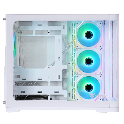Case Itek DARK CAVE CURVED - Gaming Tower, ATX, 4x12cm ARGB fan, 2xUSB3, Type-C, Side & Front Panel Temp Glass, White Edition