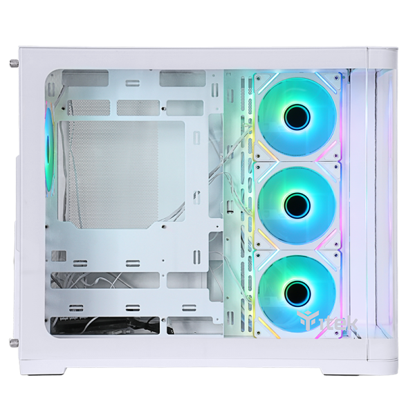 Case Itek DARK CAVE CURVED - Gaming Tower, ATX, 4x12cm ARGB fan, 2xUSB3, Type-C, Side & Front Panel Temp Glass, White Edition