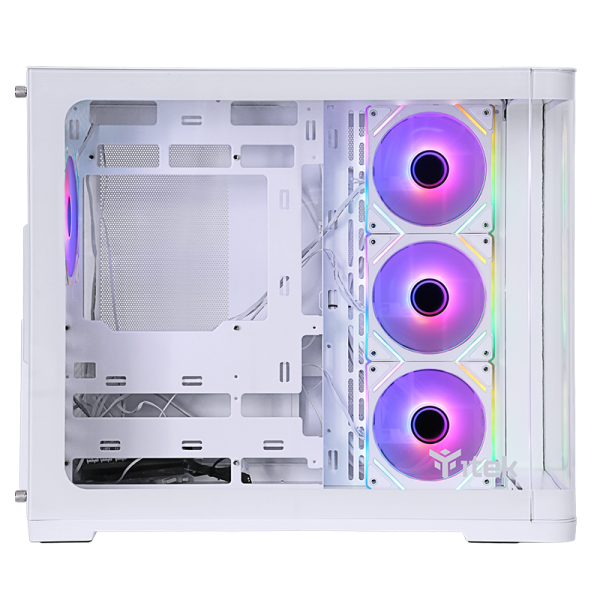 Case Itek DARK CAVE CURVED - Gaming Tower, ATX, 4x12cm ARGB fan, 2xUSB3, Type-C, Side & Front Panel Temp Glass, White Edition