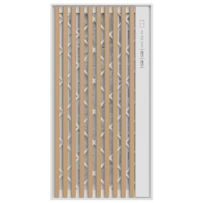 Case WOODY - Gaming Tower- ATX- 3x14cm White fan- 2xUSB3- Type-C- Wood Front- Temp Glass Side Panel- White Edtion