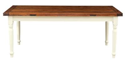 Biscottini Tavolo Country allungabile in legno massello di tiglio struttura bianca anticata piano noce L200xPR90xH80 cm. Made in Italy