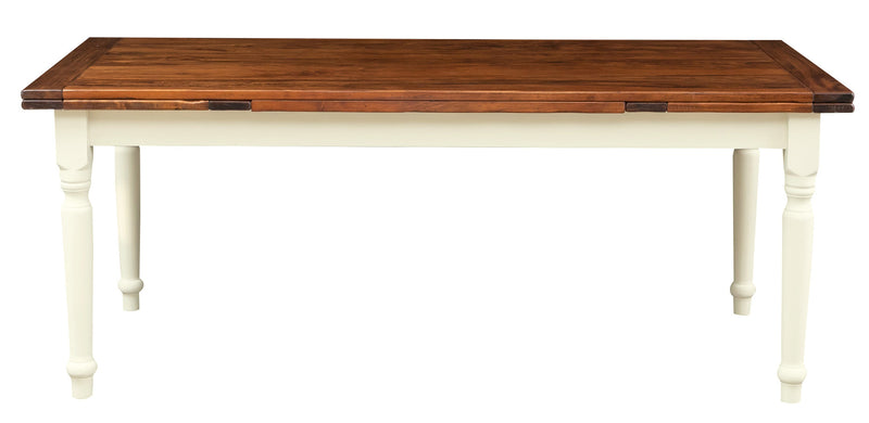 Biscottini Tavolo Country allungabile in legno massello di tiglio struttura bianca anticata piano noce L200xPR90xH80 cm. Made in Italy