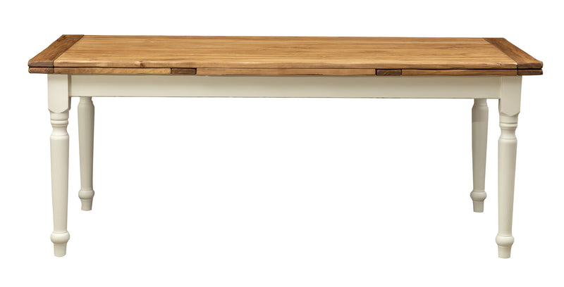 Biscottini Tavolo Country allungabile in legno massello di tiglio struttura bianca anticata piano naturale L200xPR90xH80 cm. Made in Italy