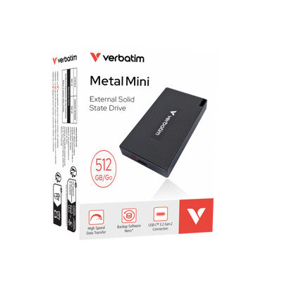 Verbatim 32030 unità esterna a stato solido 512 GB USB tipo-C USB 3.2 Gen 2x2 Grigio (Verbatim Metal Mini SSD USBC 3 G2 512GB)