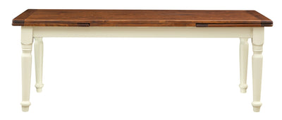 Biscottini Tavolo Country allungabile in legno massello di tiglio struttura bianca anticata piano noce L220xPR100xH80 cm. Made in Italy