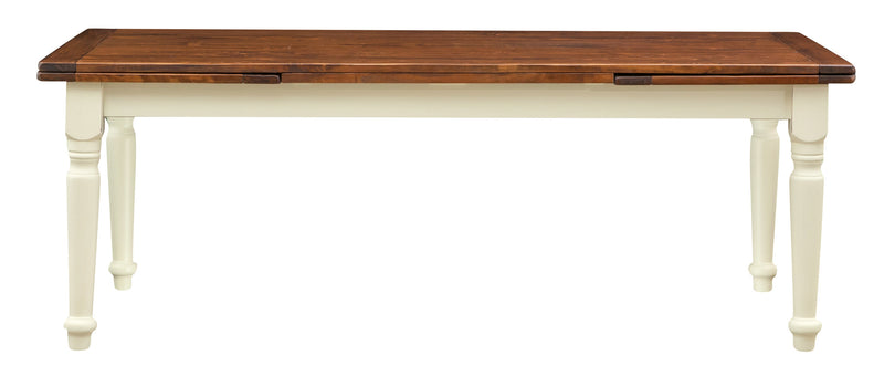 Biscottini Tavolo Country allungabile in legno massello di tiglio struttura bianca anticata piano noce L220xPR100xH80 cm. Made in Italy